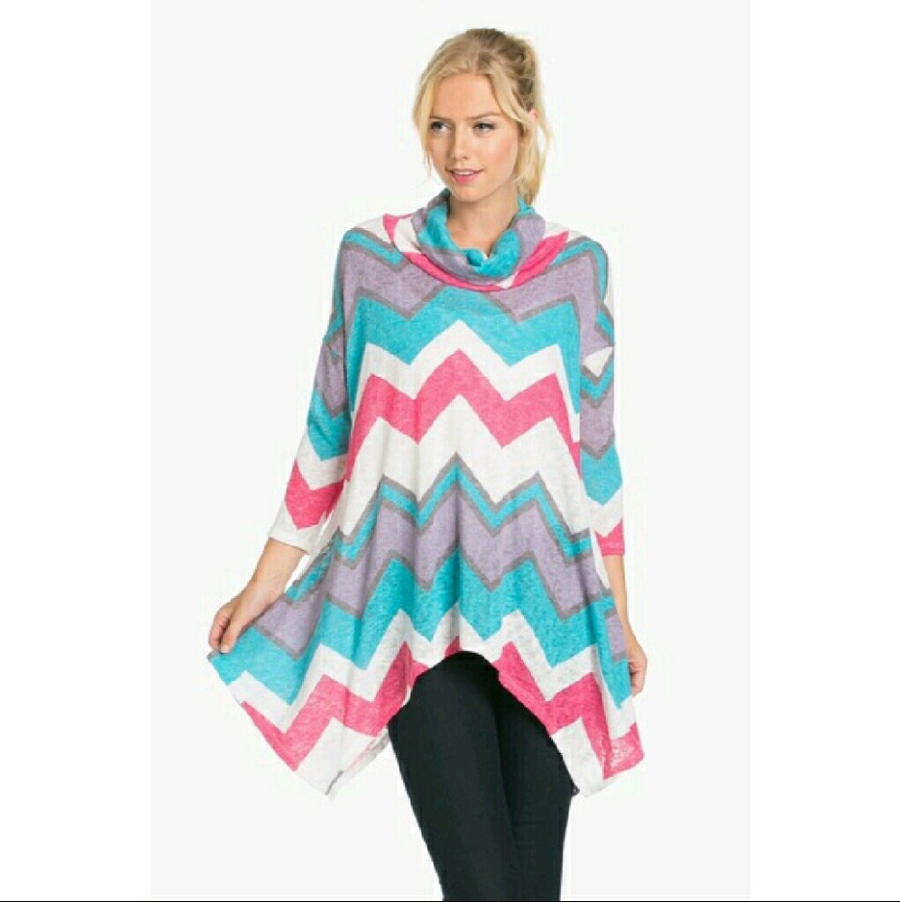 COPY - CHEVRON TURTLE NECK KNIT TOP